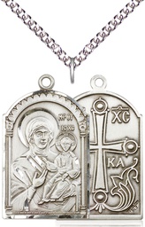 [0267SS/24SS] Sterling Silver Mother of God Pendant on a 24 inch Sterling Silver Heavy Curb chain