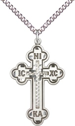 [0274SS/24SS] Sterling Silver Cross Pendant on a 24 inch Sterling Silver Heavy Curb chain
