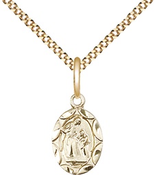 [0301AGF/18G] 14kt Gold Filled Saint Ann Pendant on a 18 inch Gold Plate Light Curb chain