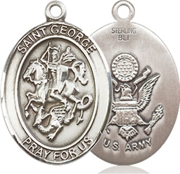 [8040SS2] Sterling Silver Saint George Army Medal