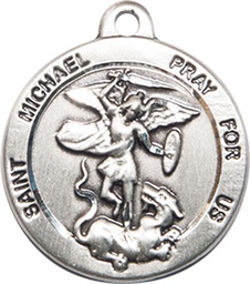 [0343SS] Sterling Silver Saint Michael the Archangel Medal