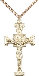 [0479GF/24GF] 14kt Gold Filled Crucifix Pendant on a 24 inch Gold Filled Heavy Curb chain