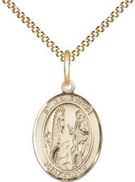 [8041GF/18G] 14kt Gold Filled Saint Genevieve Pendant on a 18 inch Gold Plate Light Curb chain