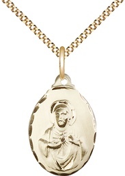 [0599SGF/18G] 14kt Gold Filled Scapular Pendant on a 18 inch Gold Plate Light Curb chain