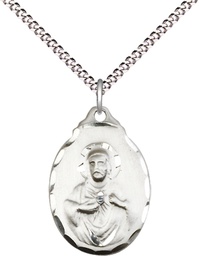 [0599SSS/18S] Sterling Silver Scapular Pendant on a 18 inch Light Rhodium Light Curb chain