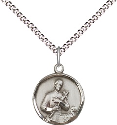 [0601GSS/18S] Sterling Silver Saint Gerard Pendant on a 18 inch Light Rhodium Light Curb chain