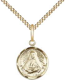 [0601OGF/18G] 14kt Gold Filled Saint Cabrini Pendant on a 18 inch Gold Plate Light Curb chain