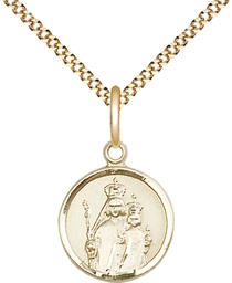 [0603GF/18G] 14kt Gold Filled Our Lady of Consolation Pendant on a 18 inch Gold Plate Light Curb chain