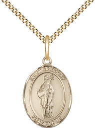 [8048GF/18G] 14kt Gold Filled Saint Gregory the Great Pendant on a 18 inch Gold Plate Light Curb chain