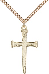 [0085GF/24GF] 14kt Gold Filled Nail Cross Pendant on a 24 inch Gold Filled Heavy Curb chain