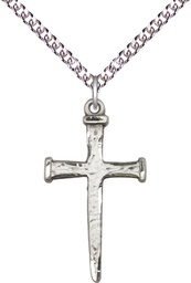 [0085SS/24SS] Sterling Silver Nail Cross Pendant on a 24 inch Sterling Silver Heavy Curb chain