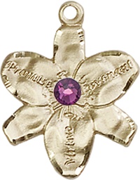 [0088GF-STN2] 14kt Gold Filled Chastity Medal with a 3mm Amethyst Swarovski stone