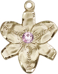 [0088GF-STN6] 14kt Gold Filled Chastity Medal with a 3mm Light Amethyst Swarovski stone