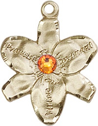 [0088KT-STN11] 14kt Gold Chastity Medal with a 3mm Topaz Swarovski stone