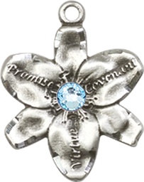 [0088SS-STN3] Sterling Silver Chastity Medal with a 3mm Aqua Swarovski stone