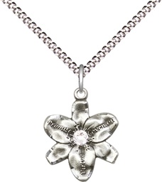 [0088SS-STN4/18S] Sterling Silver Chastity Pendant with a 3mm Crystal Swarovski stone on a 18 inch Light Rhodium Light Curb chain