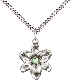 [0088SS-STN8/18S] Sterling Silver Chastity Pendant with a 3mm Peridot Swarovski stone on a 18 inch Light Rhodium Light Curb chain