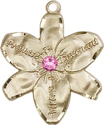 [0089GF-STN10] 14kt Gold Filled Chastity Medal with a 3mm Rose Swarovski stone