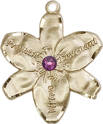 [0089GF-STN2] 14kt Gold Filled Chastity Medal with a 3mm Amethyst Swarovski stone