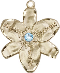 [0089GF-STN3] 14kt Gold Filled Chastity Medal with a 3mm Aqua Swarovski stone