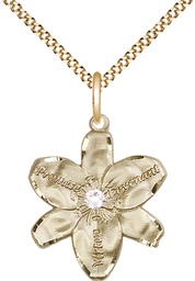 [0089GF-STN4/18G] 14kt Gold Filled Chastity Pendant with a 3mm Crystal Swarovski stone on a 18 inch Gold Plate Light Curb chain