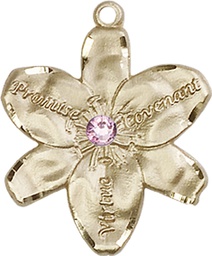 [0089GF-STN6] 14kt Gold Filled Chastity Medal with a 3mm Light Amethyst Swarovski stone