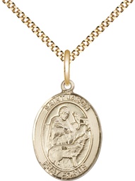 [8051GF/18G] 14kt Gold Filled Saint Jason Pendant on a 18 inch Gold Plate Light Curb chain