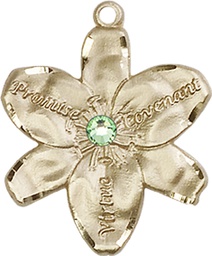 [0089KT-STN8] 14kt Gold Chastity Medal with a 3mm Peridot Swarovski stone