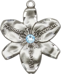 [0089SS-STN3] Sterling Silver Chastity Medal with a 3mm Aqua Swarovski stone