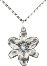 [0089SS-STN3/18SS] Sterling Silver Chastity Pendant with a 3mm Aqua Swarovski stone on a 18 inch Sterling Silver Light Curb chain