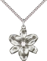 [0089SS-STN4/18S] Sterling Silver Chastity Pendant with a 3mm Crystal Swarovski stone on a 18 inch Light Rhodium Light Curb chain