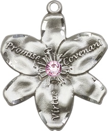 [0089SS-STN6] Sterling Silver Chastity Medal with a 3mm Light Amethyst Swarovski stone