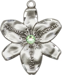 [0089SS-STN8] Sterling Silver Chastity Medal with a 3mm Peridot Swarovski stone