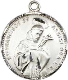 [0101SS] Sterling Silver Saint Francis of Assisi Medal