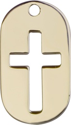 [0110DTKT] 14kt Gold Cross Dog Tag Medal