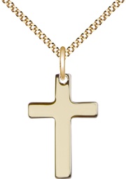 [0110YGF/18G] 14kt Gold Filled Cross Pendant on a 18 inch Gold Plate Light Curb chain