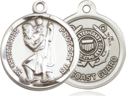 [0192SS3] Sterling Silver Saint Christopher Coast Guard Medal