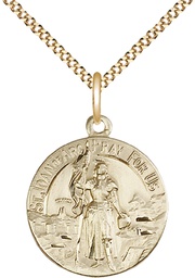 [0193GF/18G] 14kt Gold Filled Saint Joan of Arc Pendant on a 18 inch Gold Plate Light Curb chain