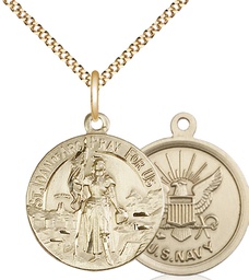 [0193GF6/18G] 14kt Gold Filled Saint Joan of Arc Navy Pendant on a 18 inch Gold Plate Light Curb chain