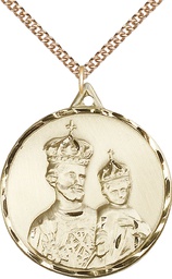 [0201KGF/24GF] 14kt Gold Filled Saint Joseph Pendant on a 24 inch Gold Filled Heavy Curb chain