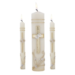 [F4136] Ornate Cross Wedding Candle Unity Set