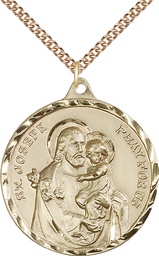 [0203KGF/24GF] 14kt Gold Filled Saint Joseph Pendant on a 24 inch Gold Filled Heavy Curb chain