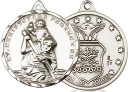 [0203SS1] Sterling Silver Saint Christopher Air Force Medal