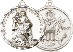 [0203SS2] Sterling Silver Saint Christopher Army Medal