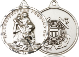[0203SS3] Sterling Silver Saint Christopher Coast Guard Medal
