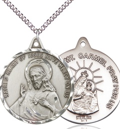 [0203SSS/24SS] Sterling Silver Scapular Pendant on a 24 inch Sterling Silver Heavy Curb chain