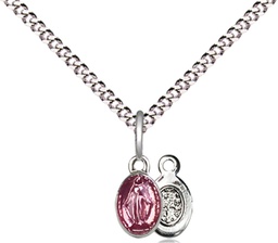 [0205PKSS/18S] Sterling Silver Miraculous Pendant on a 18 inch Light Rhodium Light Curb chain