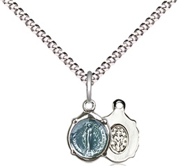 [0206MSS/18S] Sterling Silver Miraculous Pendant on a 18 inch Light Rhodium Light Curb chain