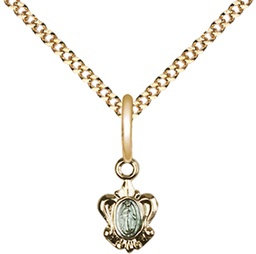 Gold Plate Sterling Silver Miraculous Pendant on a 18 inch Gold Plate Light Curb chain