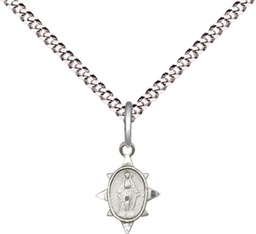 [0212PLSS/18S] Sterling Silver Miraculous Pendant on a 18 inch Light Rhodium Light Curb chain